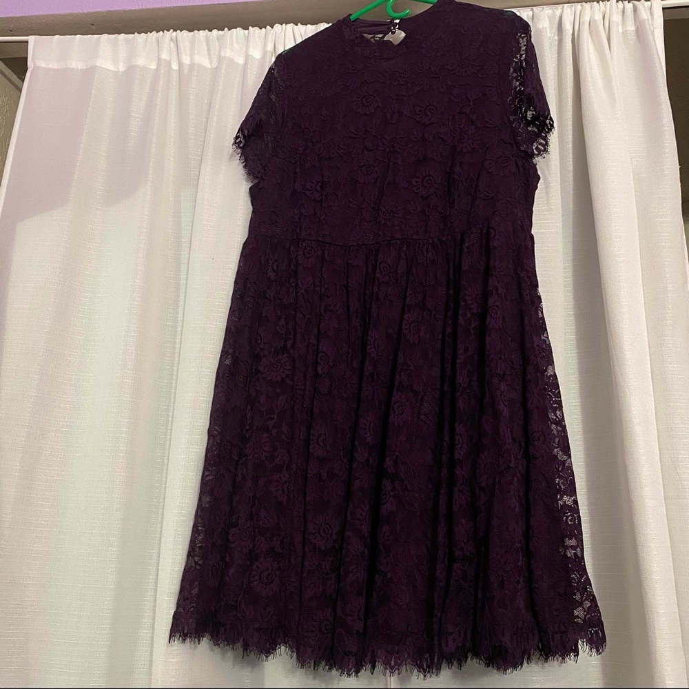 Purple Lace Skater Dress